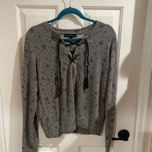 soft lace up sweater